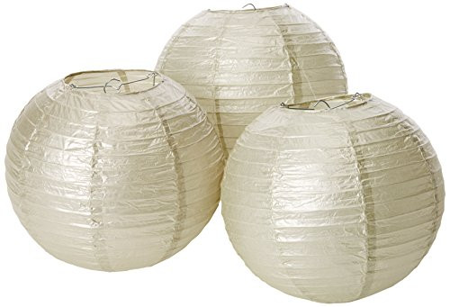Amscan 24056.18 Round Paper Lanterns 9 1/2" Silver