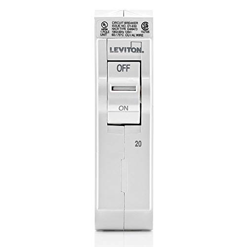 Leviton LB120 20 Amp, 1-Pole Plug-on Standard Branch Circuit Breaker, 120 VAC, White