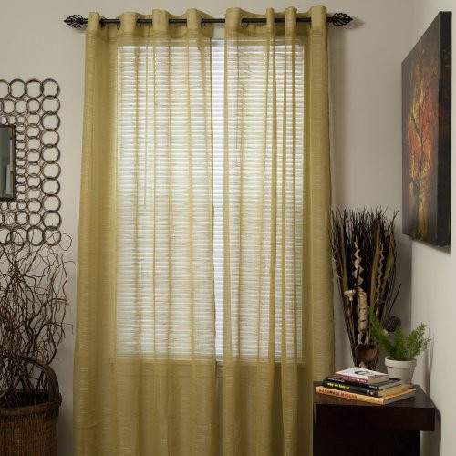 Bedford Home Mia Jacquard Grommet Single Curtain Panel, 95-Inch, Light Green