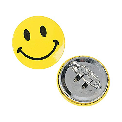 Fun Express - Mini Metal Smile Face Button Pins (1-Pack of 48)