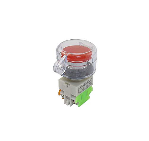 Yohii AC 660V 10A Red Mushroom Momentary Push Button Switch 1NO 1NC w Cover