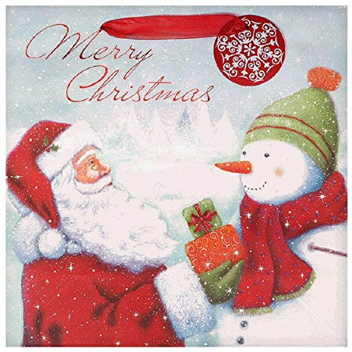 Amscan Traditional Merry Christmas Santa Paper Gift Bag | Party Accessory