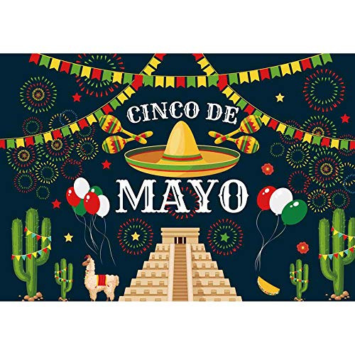 Haboke 7x5ft Soft/Durable Cinco de Mayo Party Supplies Mexican Fiesta Backdrop Photography Background Banner Decorations Photo Studio Props
