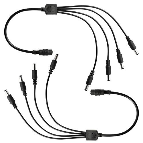 2 Pack Black DC 1 Female to 4 Male 5.5mm x 2.1mm Output DC Power Splitter Cable Adapter for CCTV Accessories Security Cameras and LED Strip Light