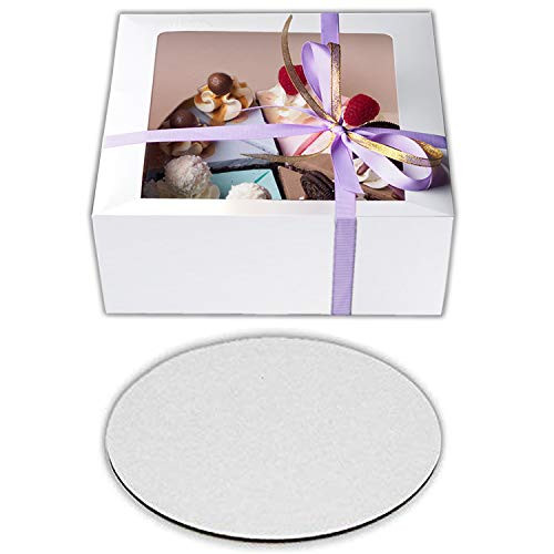 Cake Boxes 12 x 12 x 5 and Cake Boards 12 Inch, Bakery Box Has a Clear Window, Cake Board is Round, Cake Supplies, 10 Pack of Each.
