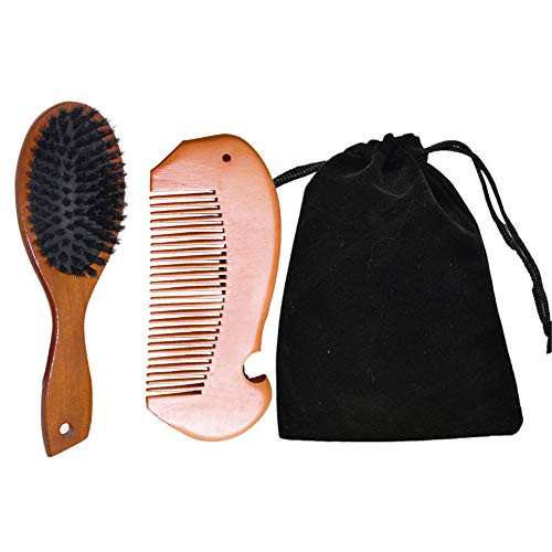 Boar bristle hair brush, Anti Static wild boar bristle hair brush, Natural Wooden comb, Professional styling brush for Straight and curls Boar bristle hair brush, Anti Static wild boar bristle hair brush, Natural Wooden comb, Professional styling brush for Straight and curls