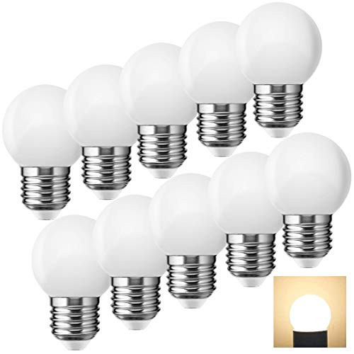 Hnynbe 1W LED Vanity Light Bulb, G14 Globe Bulb,10W Equivalent, Soft Warm White 3000K,E26 E27 Base, Non Dimmable LED Energy Saving Light Bulbs for Home,10 Pack