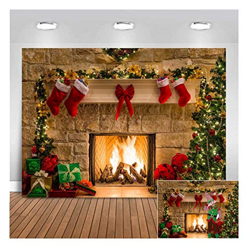 Christmas Fireplace Photography Backdrop Vintage Xmas Tree Stockings Photo Background Portrait Photobooth Holiday Party Cake Table Banner Decorations Photo Studio Props 7x5ft Christmas Fireplace Photography Backdrop Vintage Xmas Tree Stockings Photo Background Portrait Photobooth Holiday Party Cake Table Banner Decorations Photo Studio Props 7x5ft