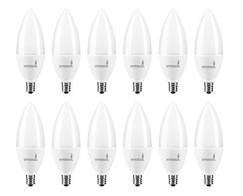 Hyperikon LED B11 Bulb, 5W=40W, Non Dimmable, Candle Bulb, Frosted Lens, E12 Base, Crystal White, 12 Pack