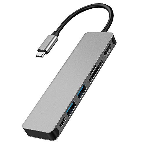 USB C Hub, 6 in 1 USB C to HDMI Adapter with 4K HDMI, Type C Hub with 5Gbps USB 3.0 Ports, SD & TF Card Reader Compatible and 100W PD Charging Port with MacBook Pro and Type C Smartphones USB C Hub, 6 in 1 USB C to HDMI Adapter with 4K HDMI, Type C Hub with 5Gbps USB 3.0 Ports, SD & TF Card Reader Compatible and 100W PD Charging Port with MacBook Pro and Type C Smartphones
