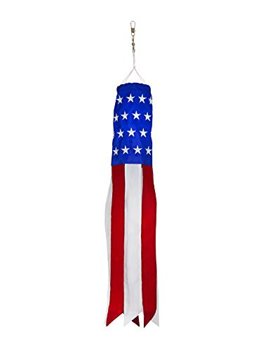 In the Breeze 5034 Stars & Stripes Windsock-Patriotic Hanging Decoration, 18 Inch, Embroidered Stars and Stripes