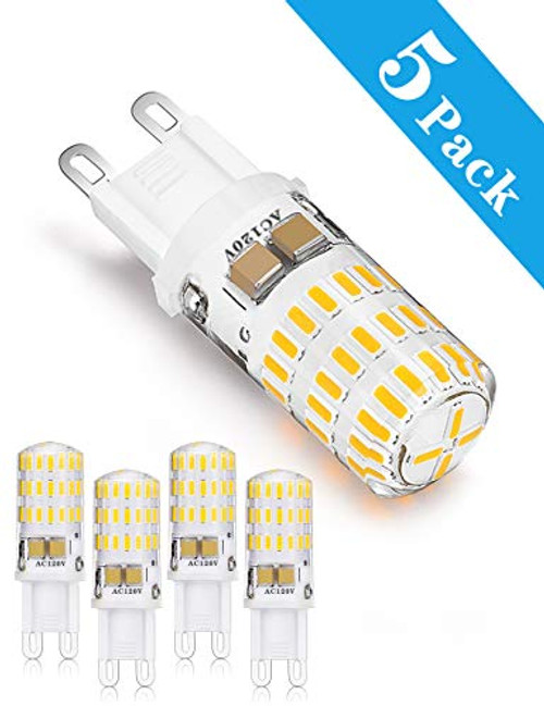 G9 LED Bulb 4W (40W Halogen Equivalent), 400LM Daylight White 6000K, 110V 120V G9 Ceramic Base 360° Beam Non-dimmable Light Bulb for Ceiling Light, Under Cabinet (5 Pack)