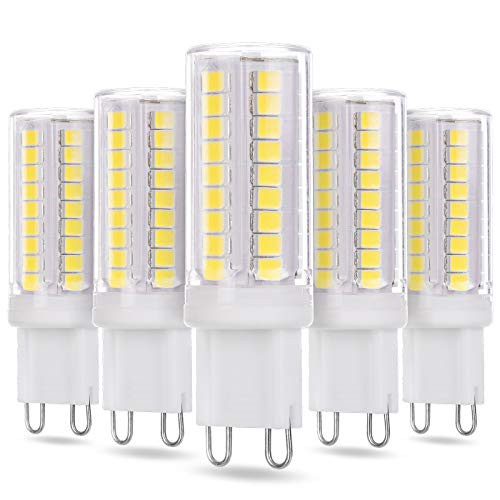 JAUHOFOGEI 5pcs G9 Pin Base LED Bulbs 120V, Daylight White 6000K, 3W / 440lumens =(40W T4 Halogen Xenon Light Bulb Replacement) for Table Chandelier Lamp, Mirror Headlight, Non-dimmable, No Flickering