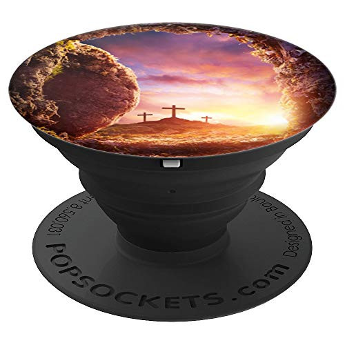 Cool Open Tomb Sunrise Pretty Clouds 3 Empty Crosses On Hill PopSockets Grip and Stand for Phones and Tablets