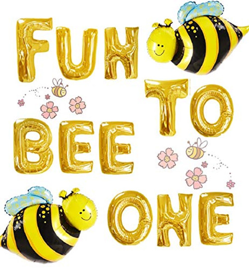 JeVenis Set of 3 Fun to Bee One Balloons Fun to Bee One Banner Happy Bee Day Decoration Bumble Bee First Birthday Decor Bumble Bee Party Decoration JeVenis Set of 3 Fun to Bee One Balloons Fun to Bee One Banner Happy Bee Day Decoration Bumble Bee First Birthday Decor Bumble Bee Party Decoration