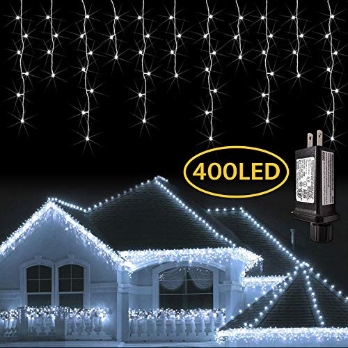 JMEXSUSS 38.8FT 400 LED Icicle Lights 8 Modes Curtain Fairy Lights with 80 Drops, Outdoor Extendable Icicle Christmas Lights(White) JMEXSUSS 38.8FT 400 LED Icicle Lights 8 Modes Curtain Fairy Lights with 80 Drops, Outdoor Extendable Icicle Christmas Lights(White)