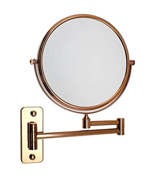 KAIIY Wall Mounted Makeup Mirror - 5X Magnification 8'' Two-Sided Swivel Extendable Bathroom Hotel Cosmetic Mirror Rose Gold KAIIY Wall Mounted Makeup Mirror - 5X Magnification 8'' Two-Sided Swivel Extendable Bathroom Hotel Cosmetic Mirror Rose Gold