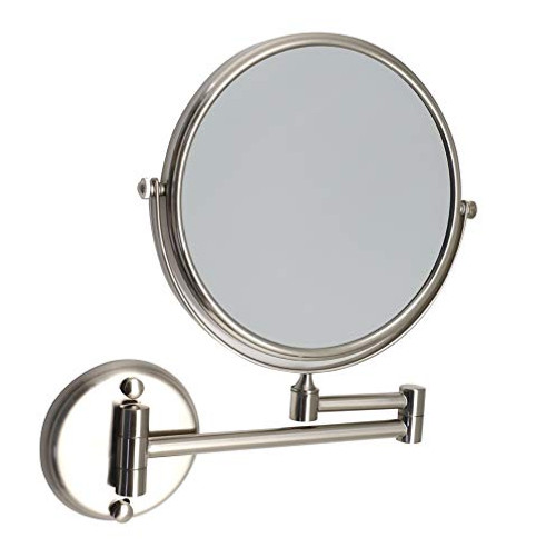 KAIIY Wall Mounted Makeup Mirror - 5X Magnification 8'' Two-Sided Swivel Brushed Nickel KAIIY Wall Mounted Makeup Mirror - 5X Magnification 8'' Two-Sided Swivel Brushed Nickel