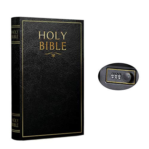 Real Pages Portable Diversion Book Safe with Combination Lock - Hollowed Out Book with Hidden Secret Compartment for Jewelry, Money and Cash (Bible) (Large)