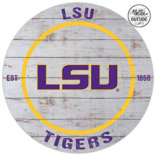 KH Sports Fan LSU Fighting Tigers 20"x20" inOutdoor Classic Weathered Circle Sign, Team Color