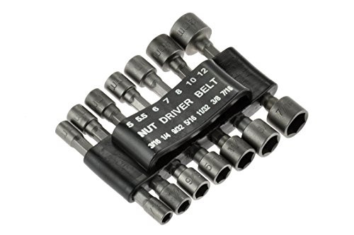 SE 75914SD 14-Piece Power Nut Driver Set with Belt Clip, (7) SAE and (7) Metric