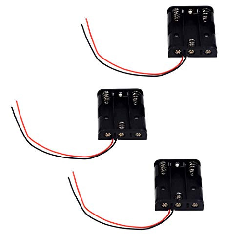LampVPath (Pack of 3) 3 AA Battery Holder, 3 AA Battery Holder with Leads, 3 AA Battery Holder with Wires