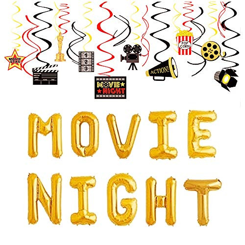 LaVenty 2 PCS Movie Night Balloons Movie Night Birthday Party Ideas Movie Night Party Decoration Hollywood Party Decorations Movie Night Party Supplies