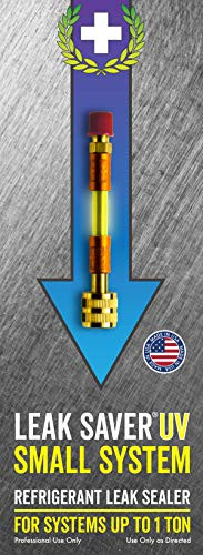 Leak Saver: Direct Inject Small System with UV Dye - Refrigerant Leak Sealer - Detects Large Leaks - Ideal for Most Small Home Appliances and HVAC Systems up to 1 Ton - Proudly Made in The USA
