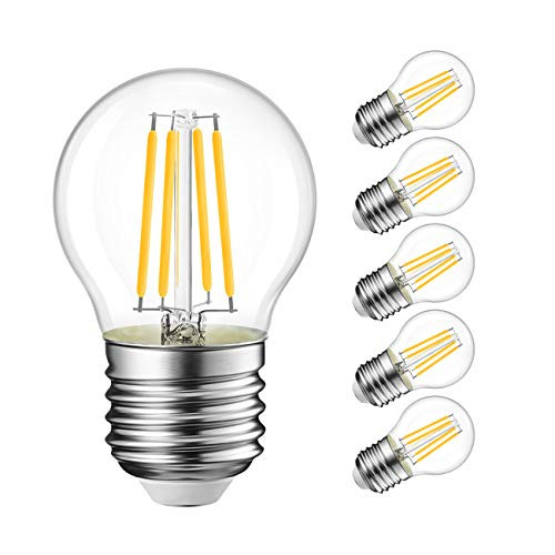 G14 LED Filament Globe Bulb 5.5W(60W Equivalent), LVWIT Dimmable 2700K Warm White E26 Screw Base, Decorative Edison Light Bulb, UL-Listed(6-Pack)