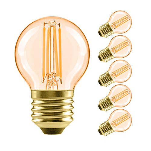 G14 LED Filament Globe Bulb 5.5W(40W Equivalent), LVWIT Dimmable 2500K Warm White E26 Screw Base, Decorative Edison Light Bulb, UL-Listed(6-Pack),Amber Yellowish