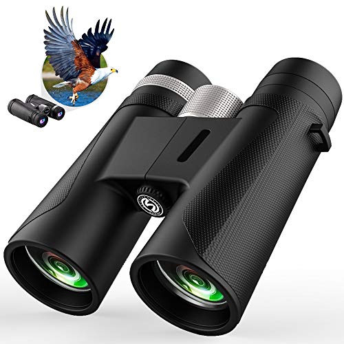 12x42 Binoculars for Adults Compact,Low Light Night Vision Binoculars with BAK4 FMC Lens, Lightweight Small Binoculars for Bird Watching Hunting Travel Sports