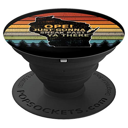 Funny Midwest Ope Wisconsin Retro Sunset Open State Map PopSockets Grip and Stand for Phones and Tablets