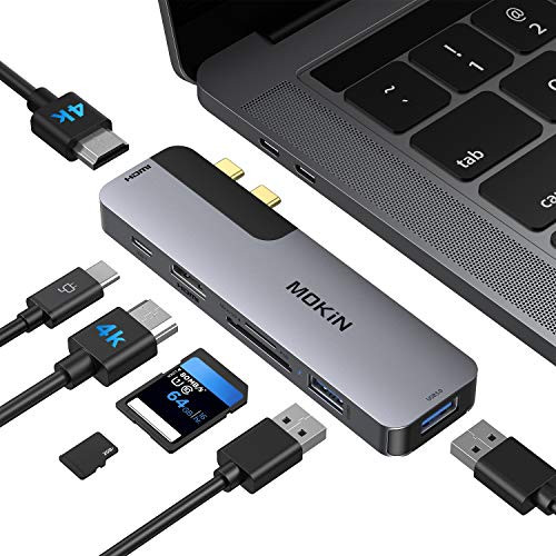 MacBook Pro Adapters with Dual HDMI Monitors Multiport,7 in 2 USB C Hub Adapter MacBook Pro USB HDMI Adapter MacBook Pro USB C Docking Station with Dual HDMI/2 USB 3.0/TF/SD/USB-C 100W