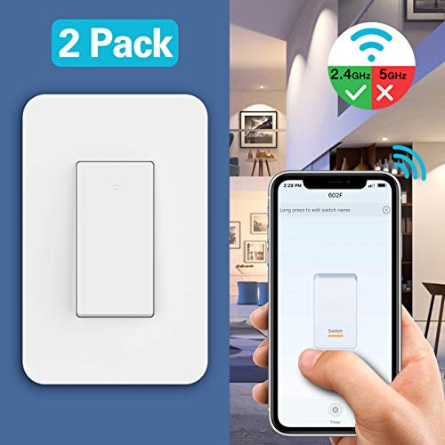MoKo Smart Light Switch, 2 Pack, 3-Way Smart WiFi Light Switch with Remote Control and Timer,Compatible with Alexa, Google Home and IFTTT, No Hub Required, White
