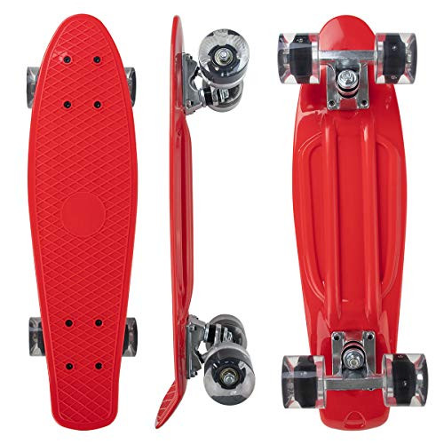 Nattork Skateboards Complete Highly Flexible 22 Inch Mini Cruiser Skateboard with Colorful Light Up Wheels for Kids Girls Boys Beginners