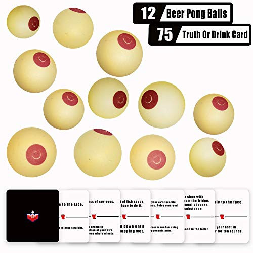 Truth Or Dare Game Beer Pong Beer Games Beer Pong Set Beer Pong Game,Indoor and Outdoor Party, Bachelor, Game Night (12 Beer Pong Balls & 75 Truth Or Drink Card)