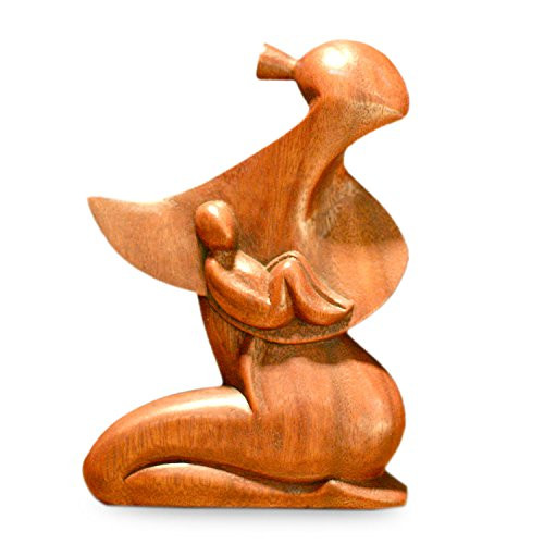 NOVICA Brown Mother and Child Suar Wood Sculpture, 7.75" Tall 'A Mother's Love' NOVICA Brown Mother and Child Suar Wood Sculpture, 7.75" Tall 'A Mother's Love'