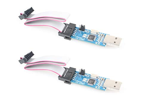 NOYITO 51 AVR ATMEGA8 Programmer USBASP V2.0 USB ISP Downloader 10 Pin USB Programmer 3.3V 5V with Cable (Pack of 2)
