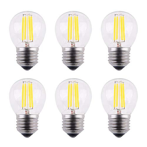 OPALRAY A15 Edison Style Globe Bulb, Dimmable 4W 400LM LED Filament Bulb, E26 Medium Base, 4000K Natural White Daylight, 40W Incandescent Replacement, Clear Glass Cover, 6 Pack