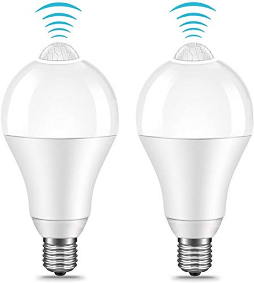 5W Motion Activated LED Bulb E17 Base. Motion Sensor Light Bulb/Indoor LED Dusk to Dawn Bulbs with Motion Detector for Front Door Garage Basement Hallway Stairs(White Light 2 Pack)