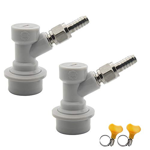 PERA Corny Keg Ball Lock Gas Disconnect MFL 1/4, Include 5/16 Swivel Nuts, 2 Free Worm Clamps for Homebrewing