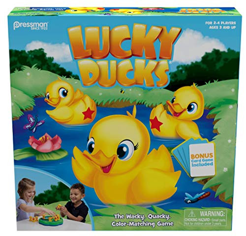 Lucky Ducks - The Memory and Matching Game That Moves - with Bonus Pop The Pig Make-A-Match Card Game by Pressman