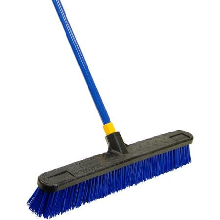 Quickie Bulldozer 24" Super Stiff Poly Push Broom With Heavy-duty Resin Block And Powder-coated Steel Tight Grip Handle
