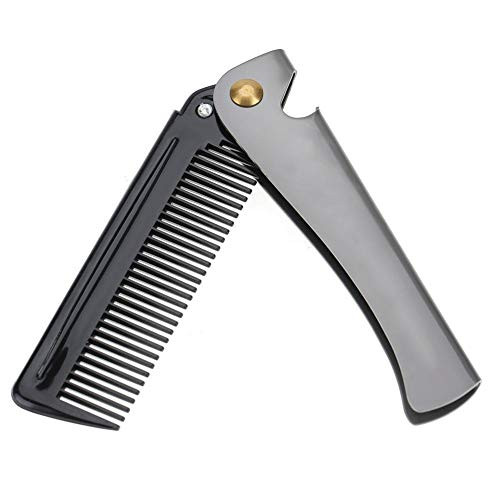 Folding Pocket Moustache Shaping Comb Stainless Steel Round Comb Teeth Beard Comb 02#