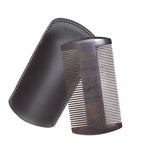 Natural CHACATE PRETO Wooden Beard Comb&Protective Sleeve - Dual Action Fine and Coarse Teeth  Handmade Comfortable size - Perfect for Hair, Beard & Mustache (CHACATE PRETO)