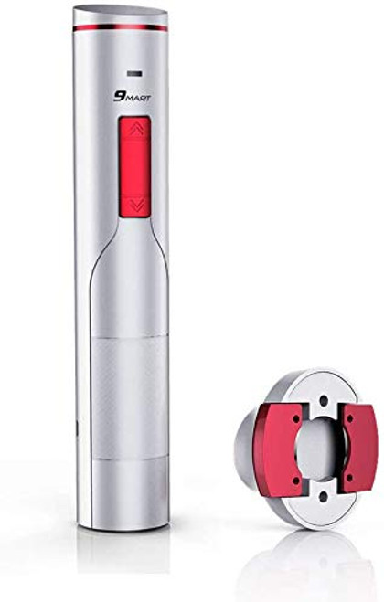 9Mart Electric Wine Opener Rechargeable Automatic Electric Corkscrew Wine Bottle Opener with Removeable Foil Cutter, Elegant White