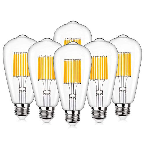 Dimmable LED Edison Light Bulbs 60 Watt Equivalent, Sanglow ST19 Vintage Filament Light Bulb, 2700K Warm White E26 Base 600 Lumen, Pack of 6