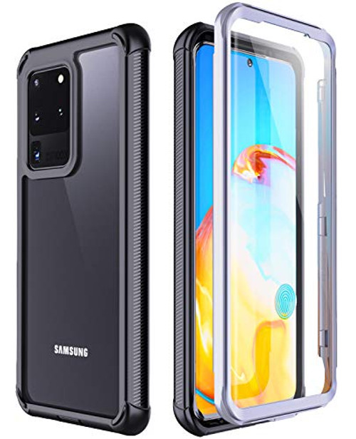 SPIDERCASE for Samsung Galaxy S20 Ultra Case, Built-in Screen Protector Fingerprint Hole Unlock Heavy Duty Full Protection Anti-Sctrach Shockproof Case for Samsung Galaxy S20 Ultra 6.9 5G 2020