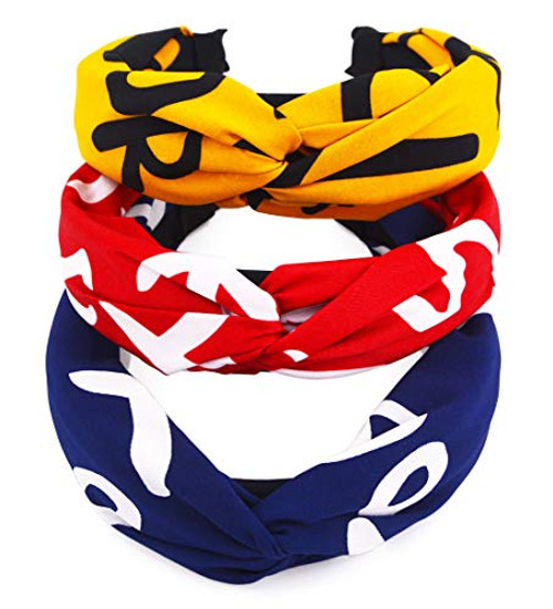 STHUAHE 3 Pieces Fashion Headbands for Women Girls Wide Cross Twist Knot Turban Hair Hoop Hairband Hair Band Headband Headwear Head Wrap Hair Accessories (3 Colors)