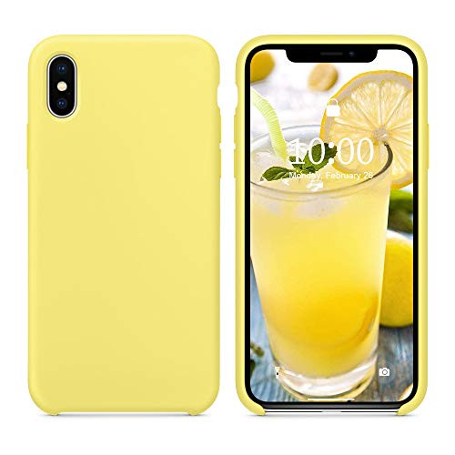 SURPHY Silicone Case Compatible with iPhone Xs Max Case, Soft Liquid Silicone Shockproof Phone Case (with Microfiber Lining) Compatible with iPhone Xs Max (2018) 6.5 inches (Yellow)
